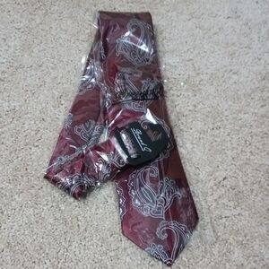 NWT Brand Q Elegant Paisley Burgundy Tie Set